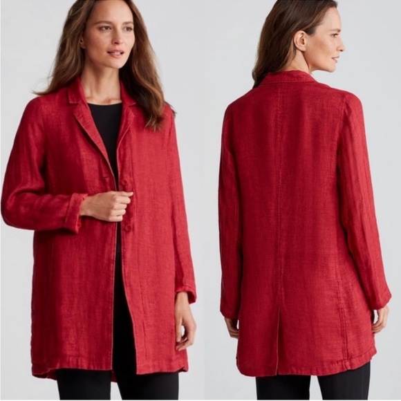 Eileen Fisher Jackets & Blazers - Eileen Fisher Organic Linen Longline Jacket
